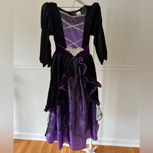 Morph Deluxe Girls Purple Black Witch Costume Halloween Fancy Dress wz hat 4-6yr